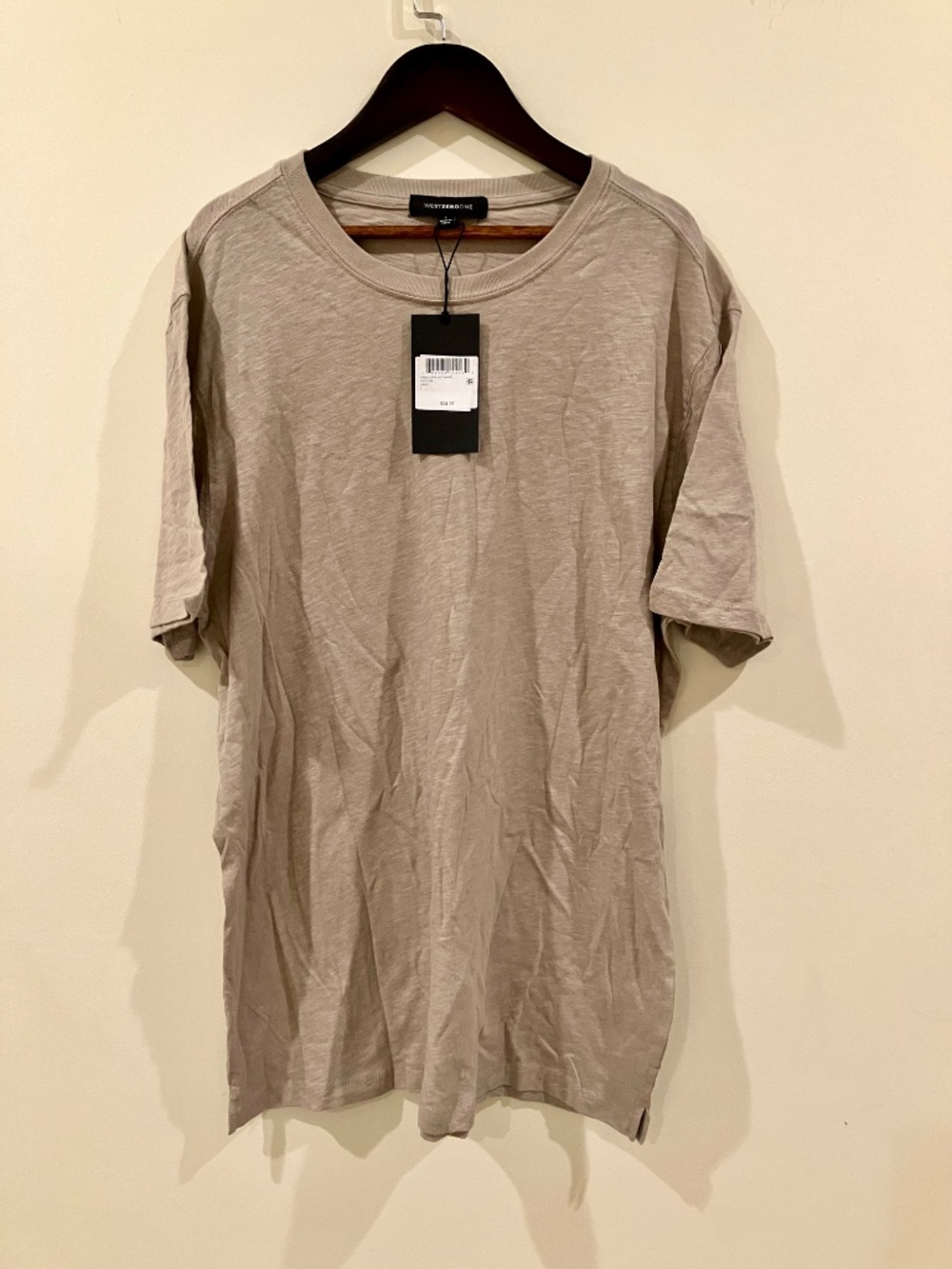 New ~ WESTZEROONE ~ Kamloops Short Sleeve T-Shirt L 100% Cotton Sand